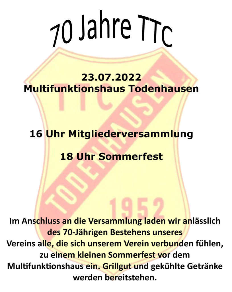 70 Jahre TTC Sommerfest